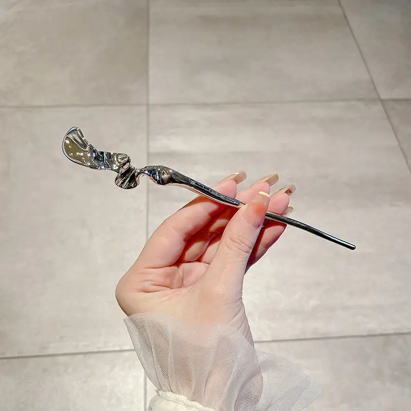 Blue Flower Hairpin with Pearl Drop for Women
