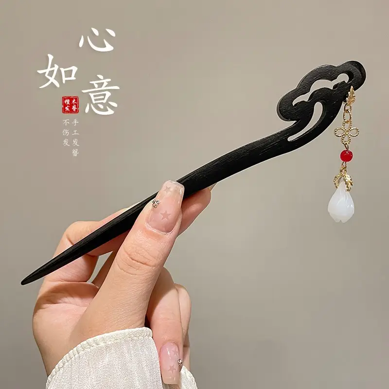 Blue Flower Hairpin with Pearl Drop for Women