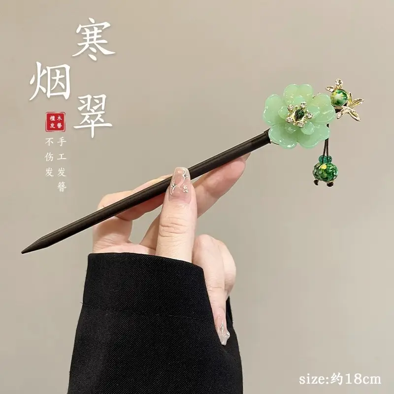 Blue Flower Hairpin with Pearl Drop for Women