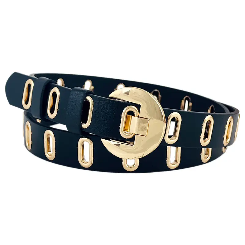 Women's New Punch-Free Metal Belt with Hollow Decorative Design - Image 9