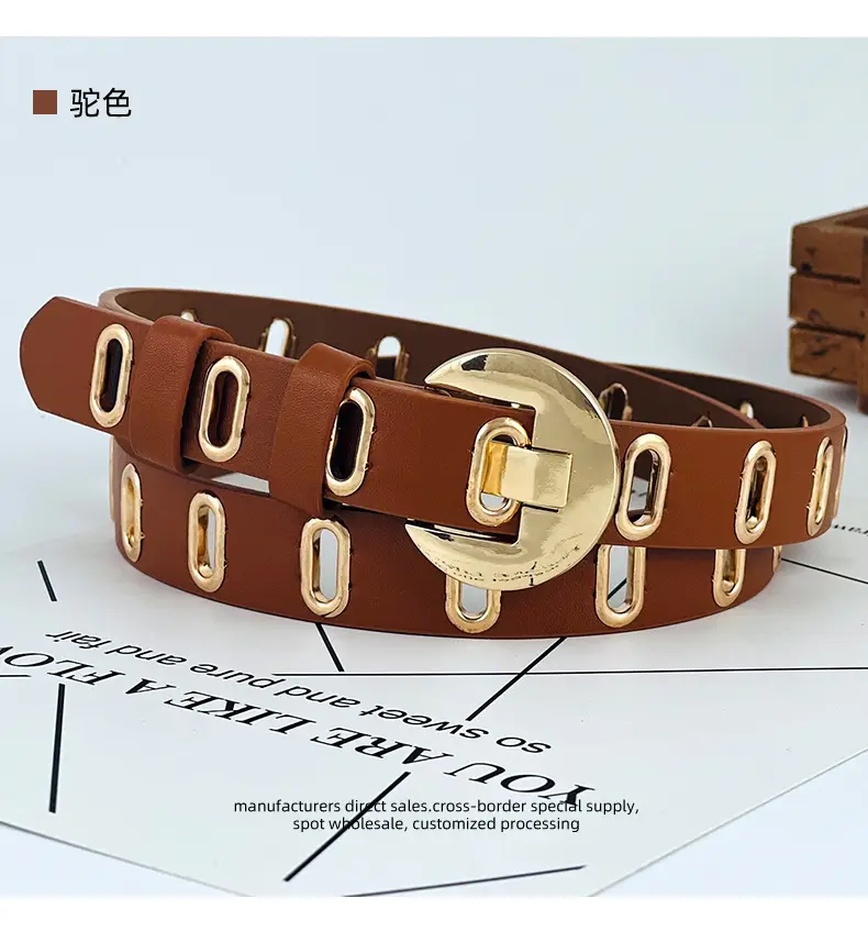 Women's New Punch-Free Metal Belt with Hollow Decorative Design — feature 11