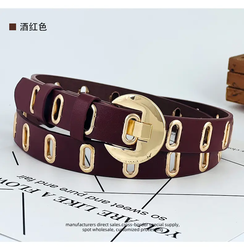 Women's New Punch-Free Metal Belt with Hollow Decorative Design — feature 12