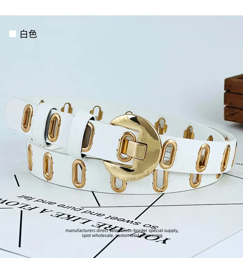 Women's New Punch-Free Metal Belt with Hollow Decorative Design — feature 13