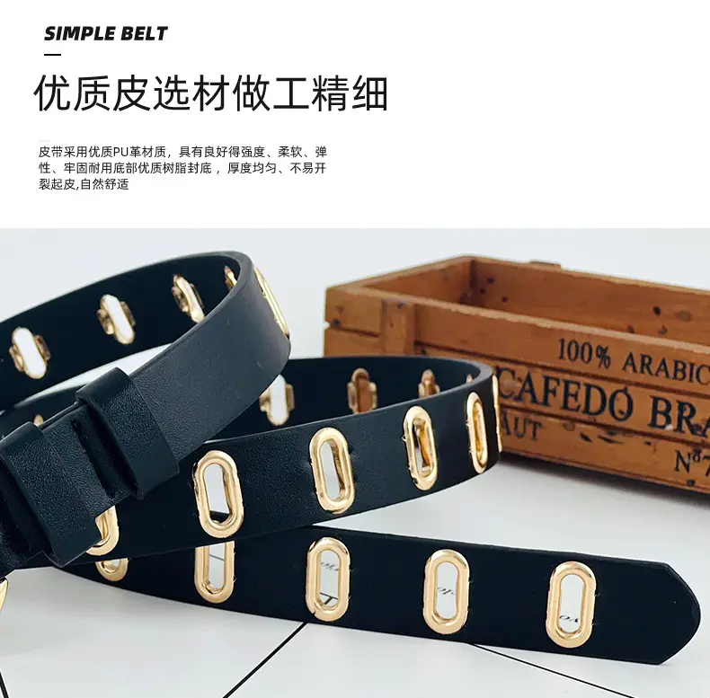 Women's New Punch-Free Metal Belt with Hollow Decorative Design — feature 7