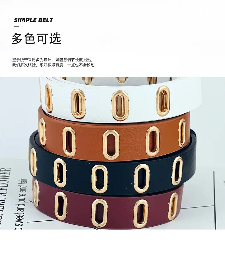 Women's New Punch-Free Metal Belt with Hollow Decorative Design — feature 9