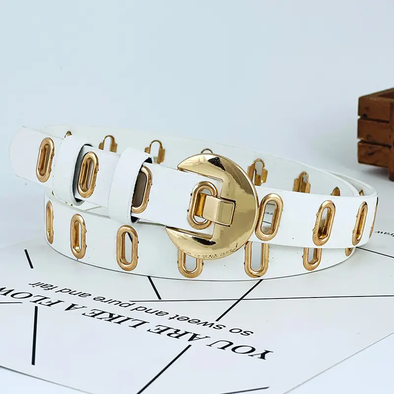 Women's New Punch-Free Metal Belt with Hollow Decorative Design - Image 2