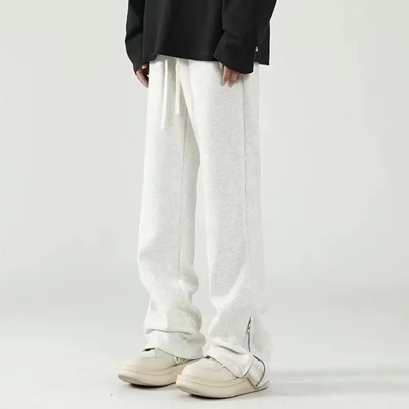Men's White Loose Sweatpants High Street Casual Pants
