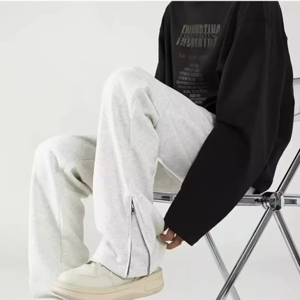 Men's White Loose Sweatpants High Street Casual Pants