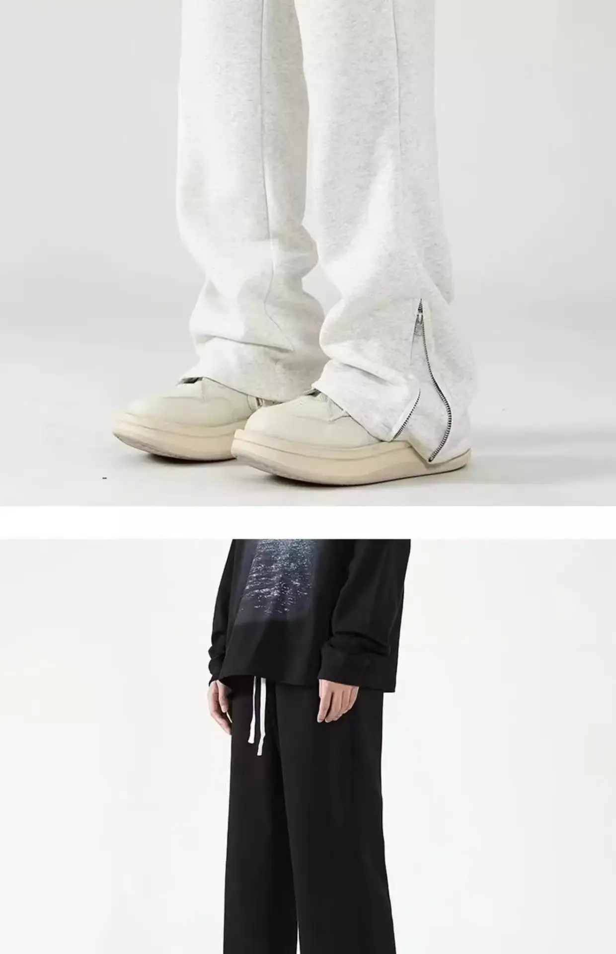 Men's White Loose Sweatpants High Street Casual Pants — feature 12