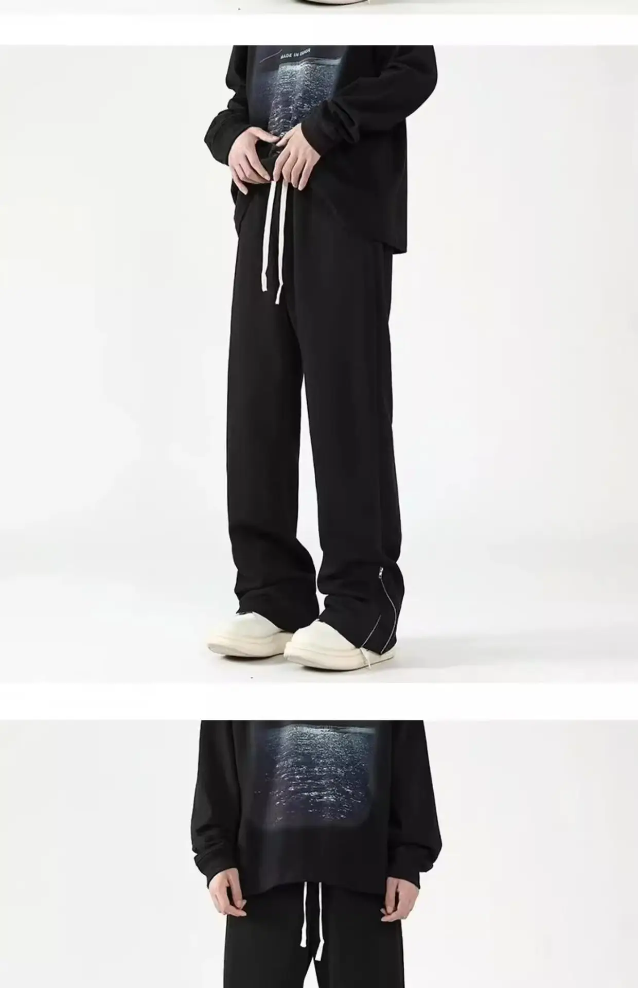 Men's White Loose Sweatpants High Street Casual Pants — feature 14