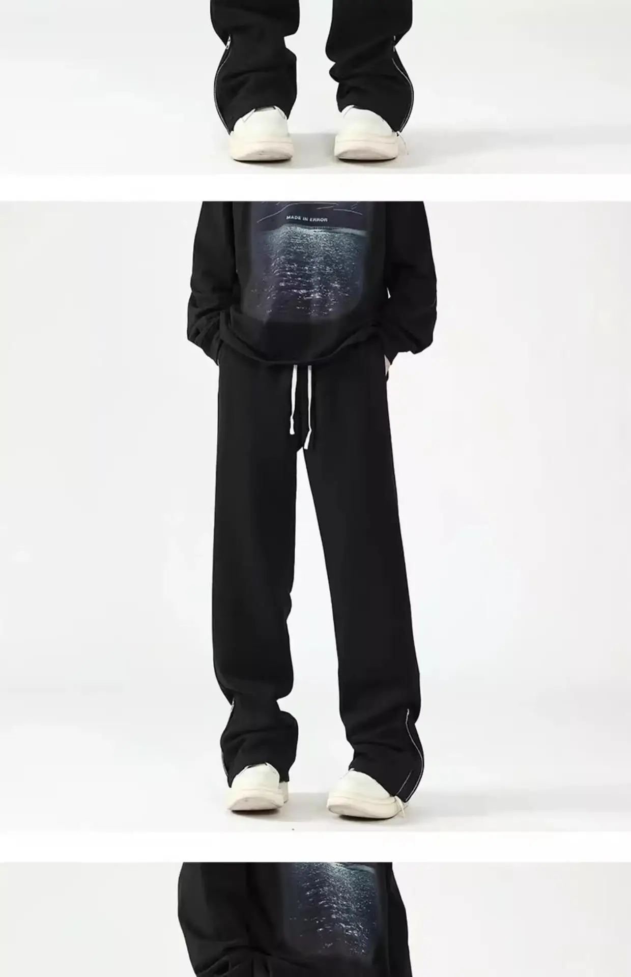 Men's White Loose Sweatpants High Street Casual Pants — feature 16