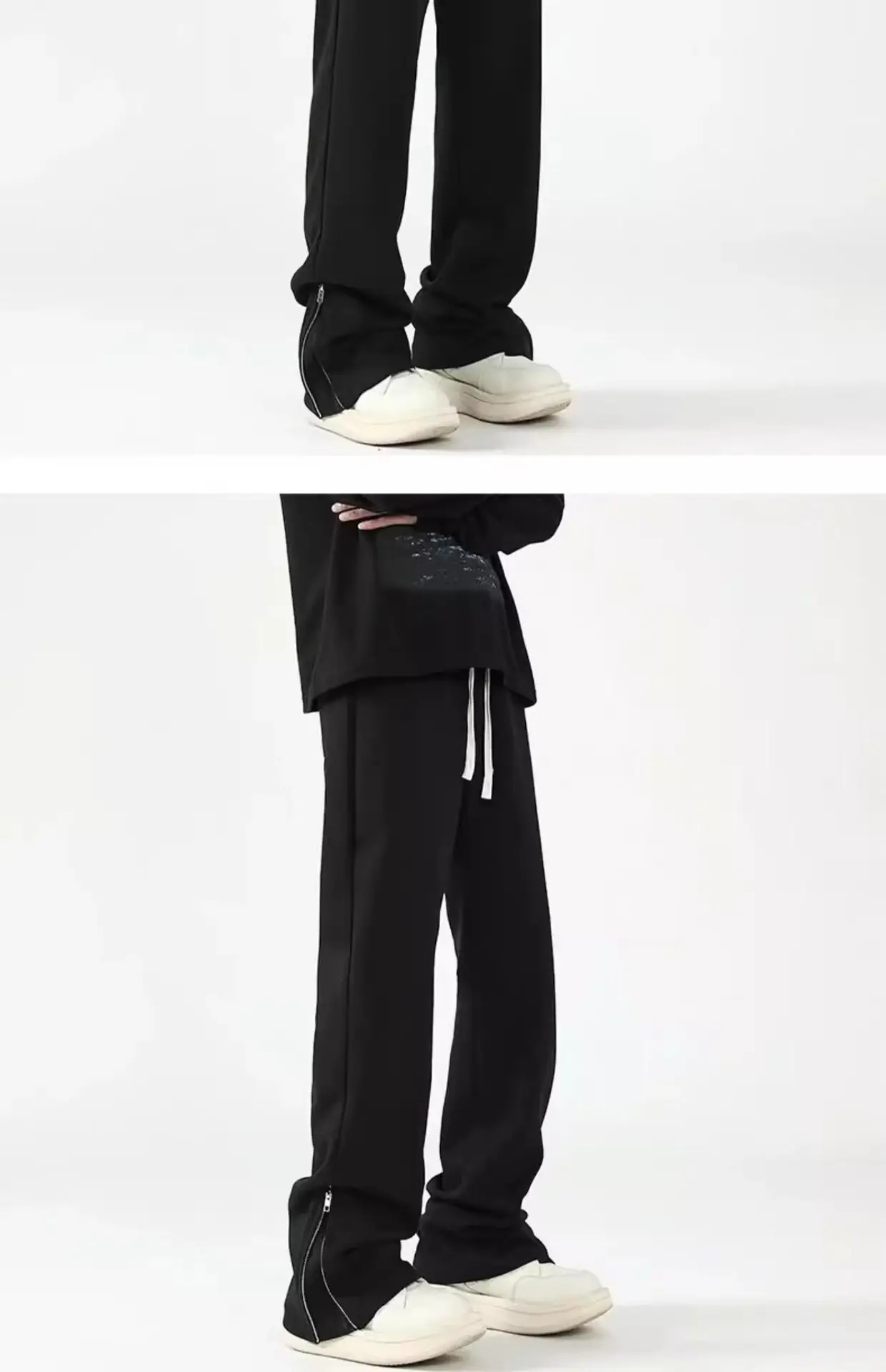 Men's White Loose Sweatpants High Street Casual Pants — feature 18