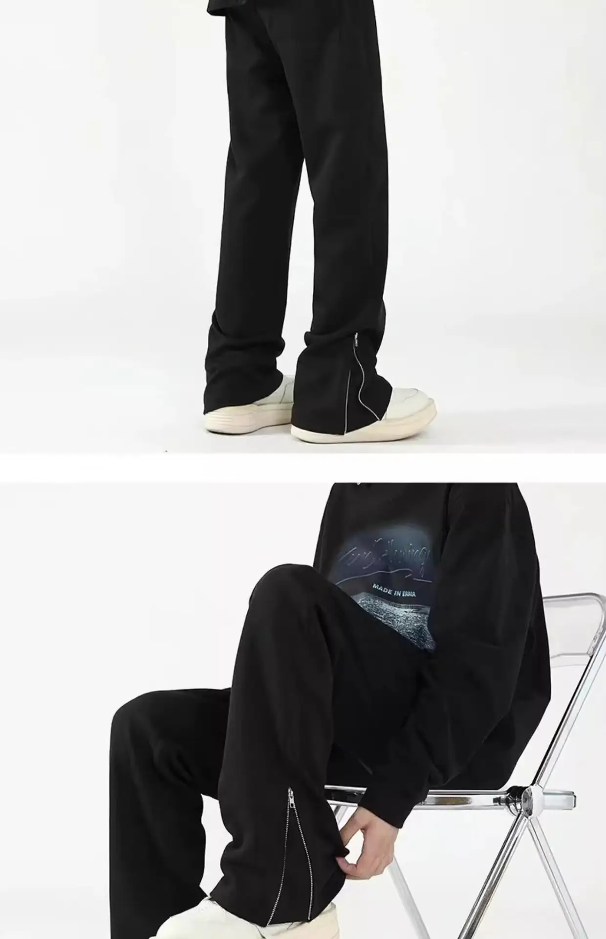 Men's White Loose Sweatpants High Street Casual Pants — feature 20