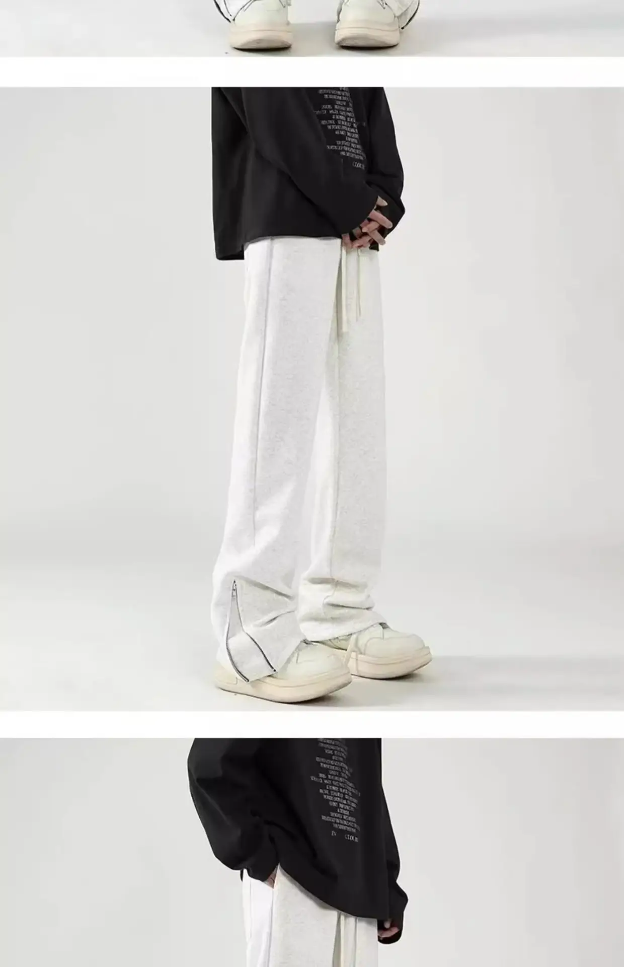 Men's White Loose Sweatpants High Street Casual Pants — feature 6