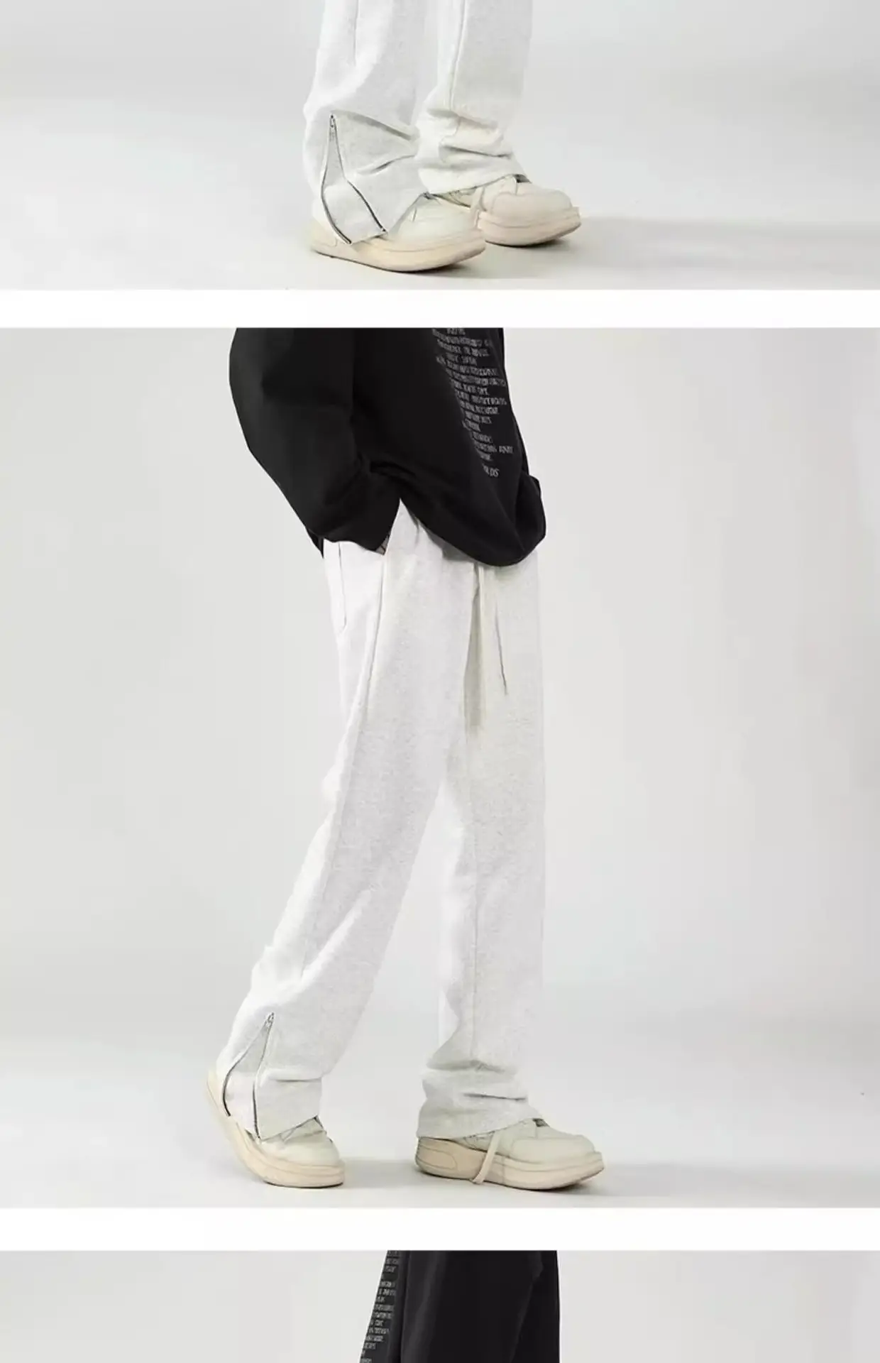 Men's White Loose Sweatpants High Street Casual Pants — feature 8