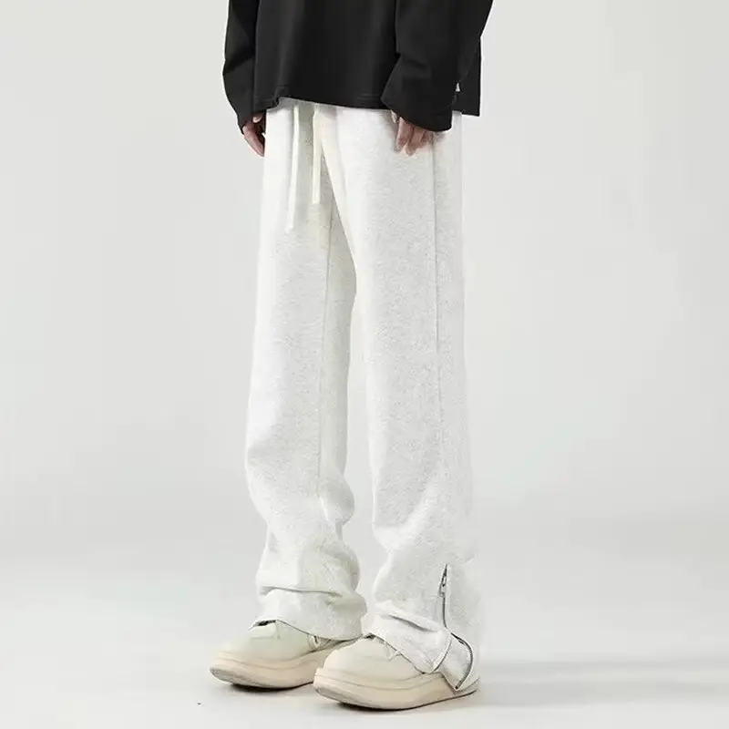 Men's White Loose Sweatpants High Street Casual Pants