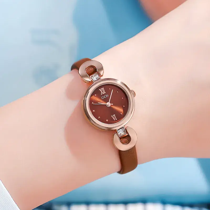 Korean Style Women's Quartz Watch with Rose Gold & White Band - Image 9