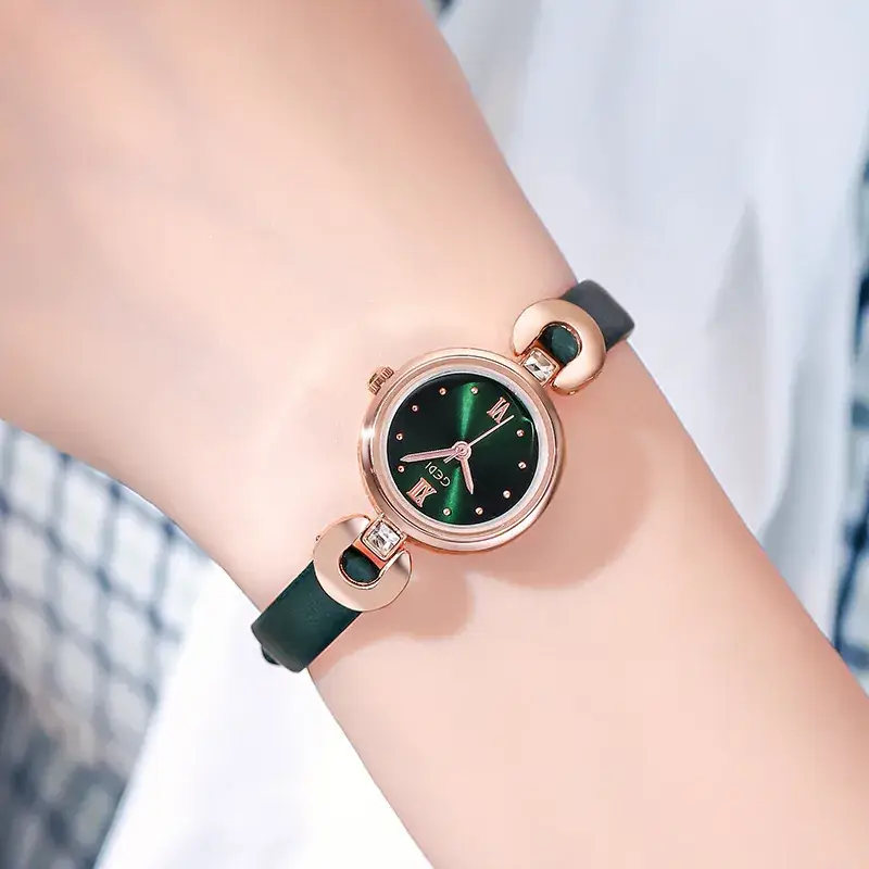 Korean Style Women's Quartz Watch with Rose Gold & White Band - Image 7