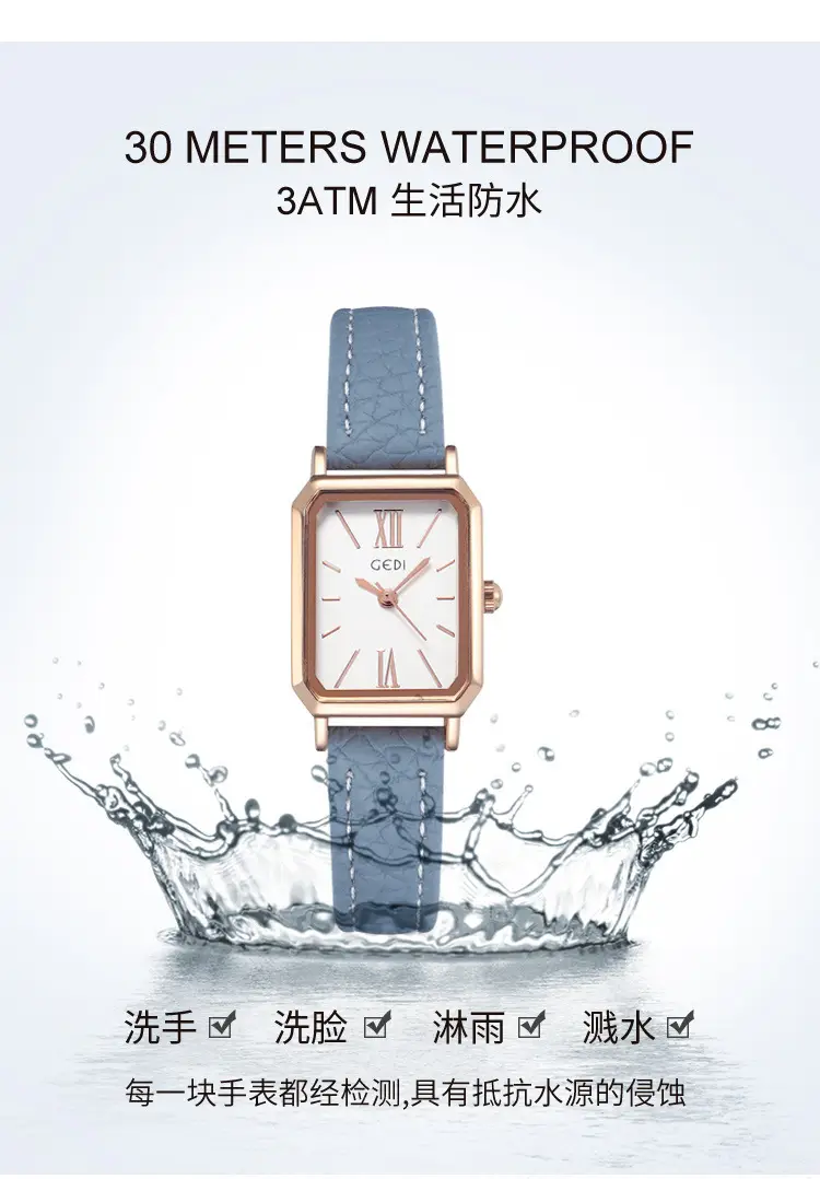 Gedi Women's Quartz Watch Blue Leather Band Rose Gold — feature 11