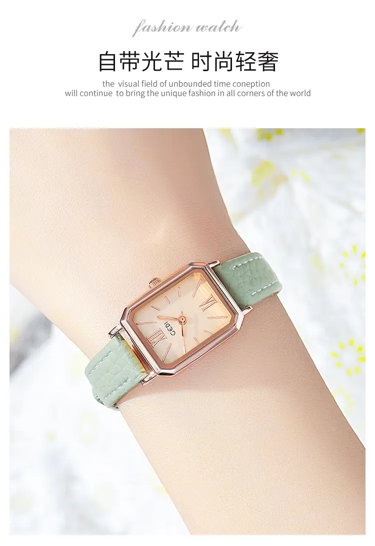 Gedi Women's Quartz Watch Blue Leather Band Rose Gold — feature 3