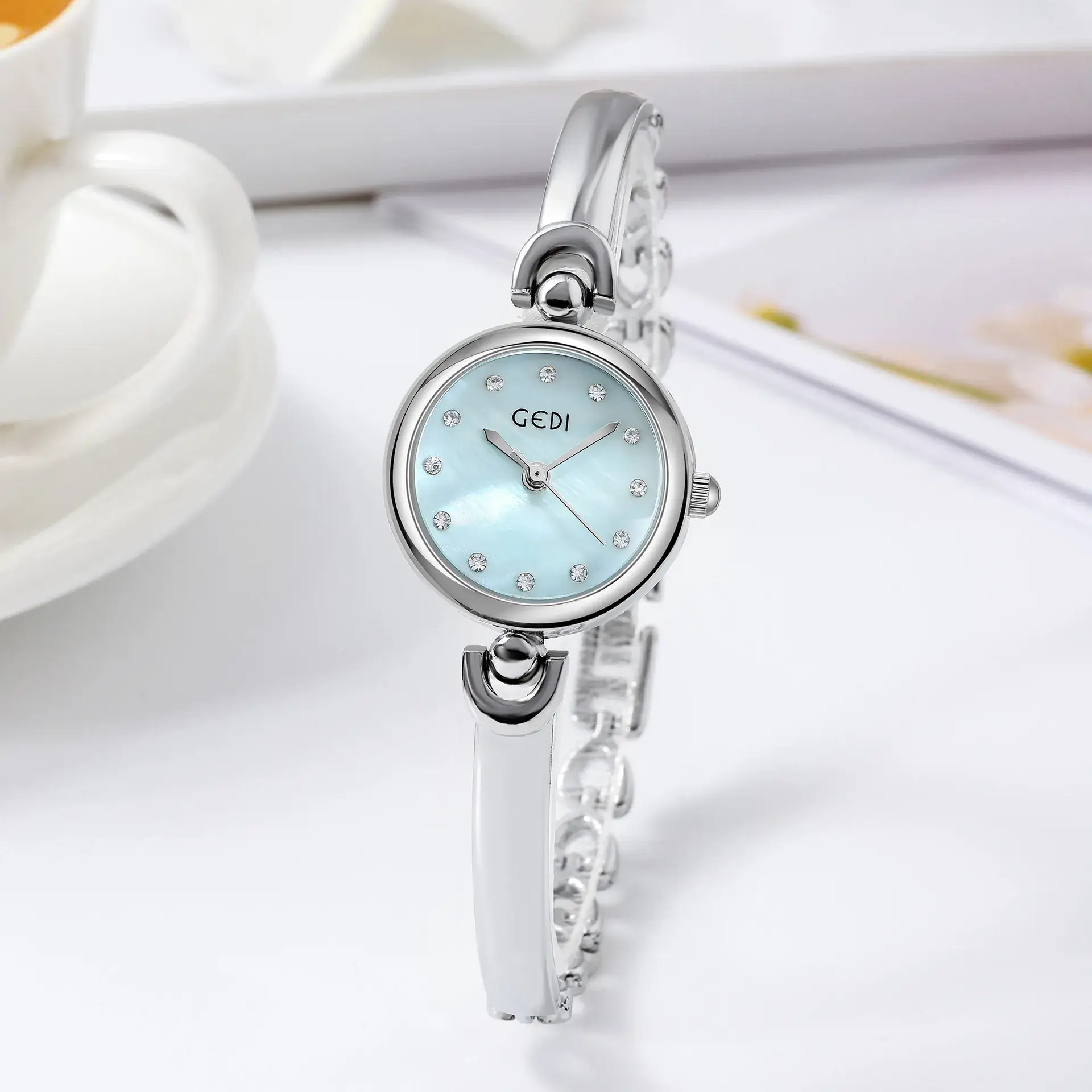 Godi Ins Style Quartz Bracelet Watch Silver White Dial - Image 7