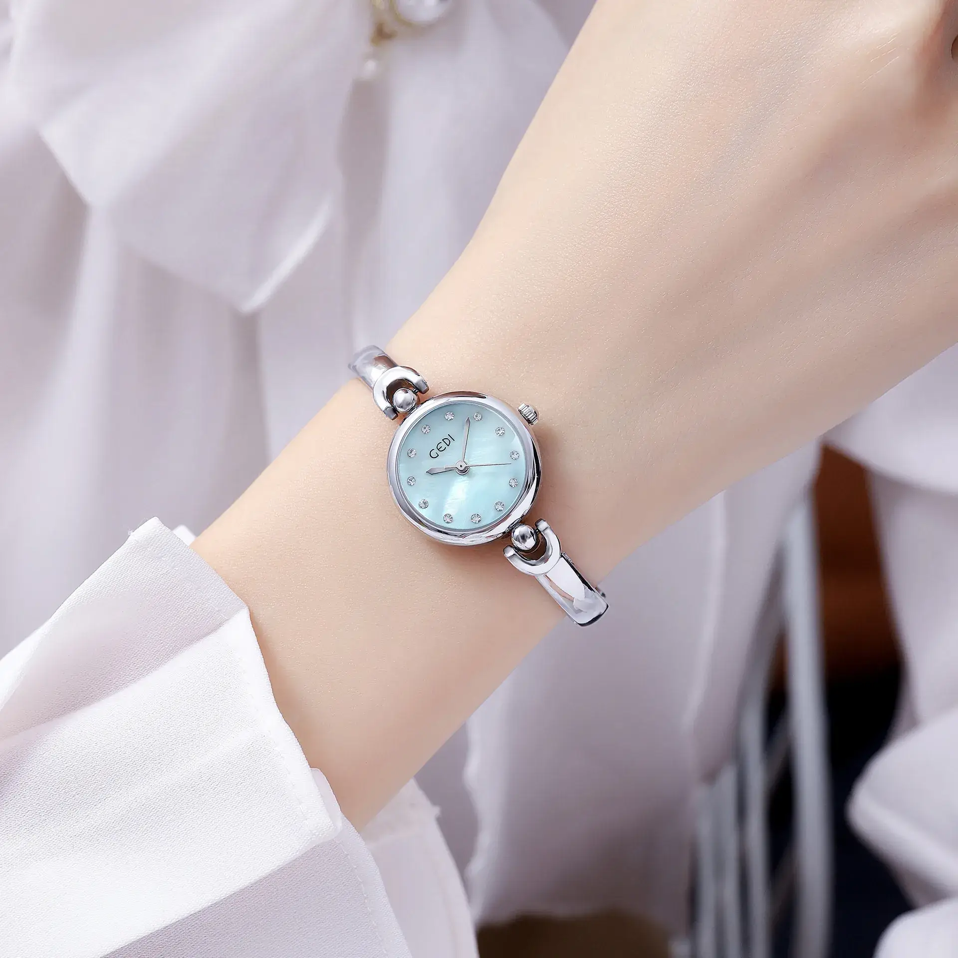 Godi Ins Style Quartz Bracelet Watch Silver White Dial - Image 8