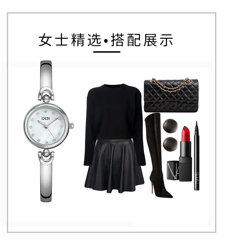 Godi Ins Style Quartz Bracelet Watch Silver White Dial — feature 11
