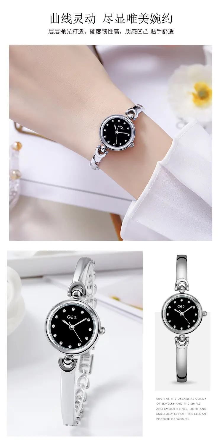 Godi Ins Style Quartz Bracelet Watch Silver White Dial — feature 5