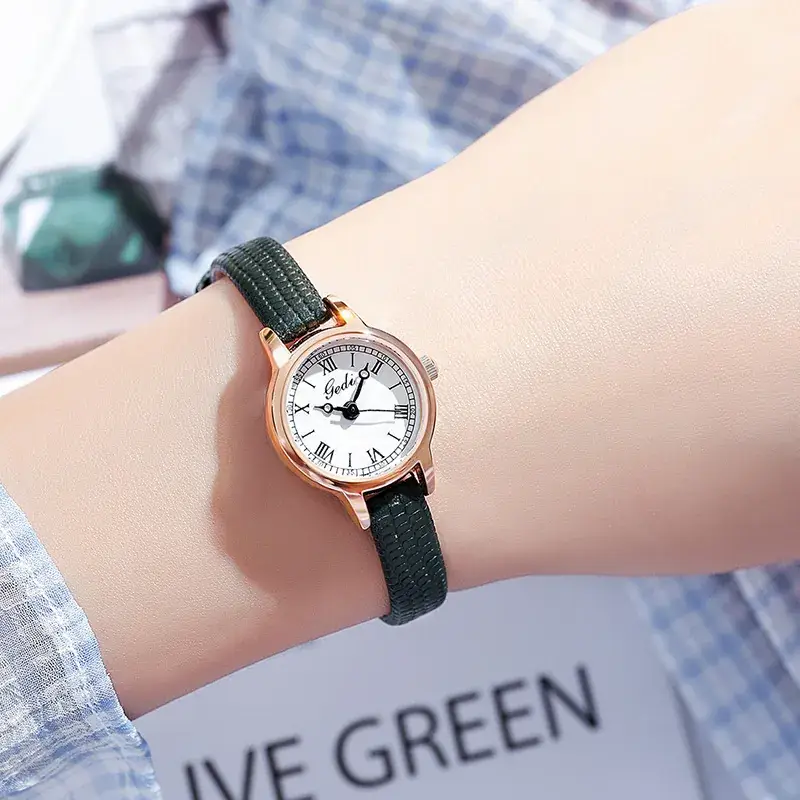 Women's Gedi Retro Watch Black Belt Quartz Waterproof