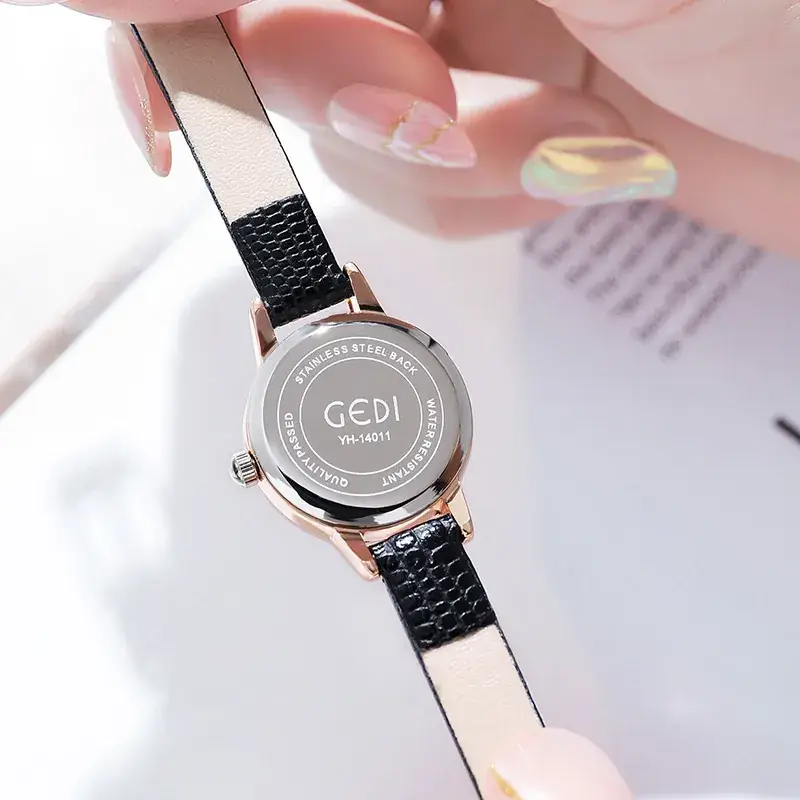 Women's Gedi Retro Watch Black Belt Quartz Waterproof