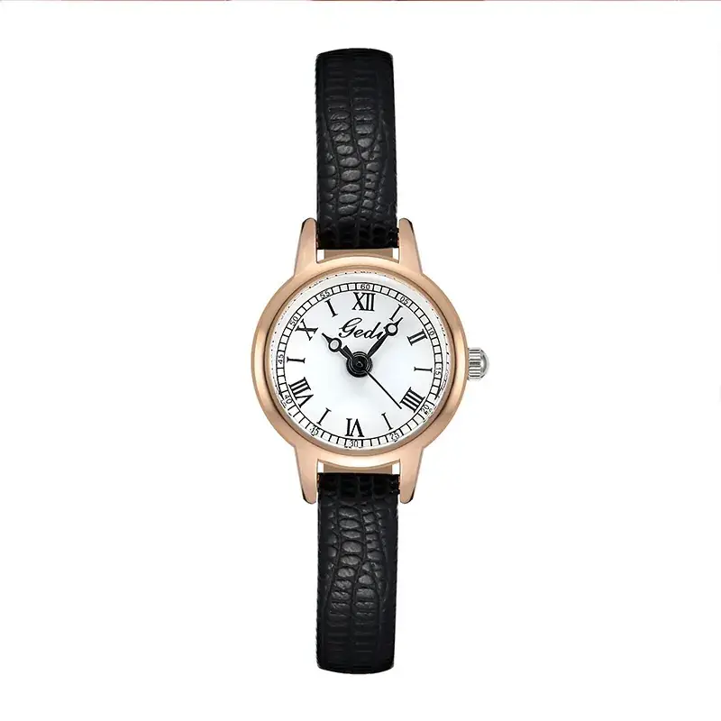 Women's Gedi Retro Watch Black Belt Quartz Waterproof