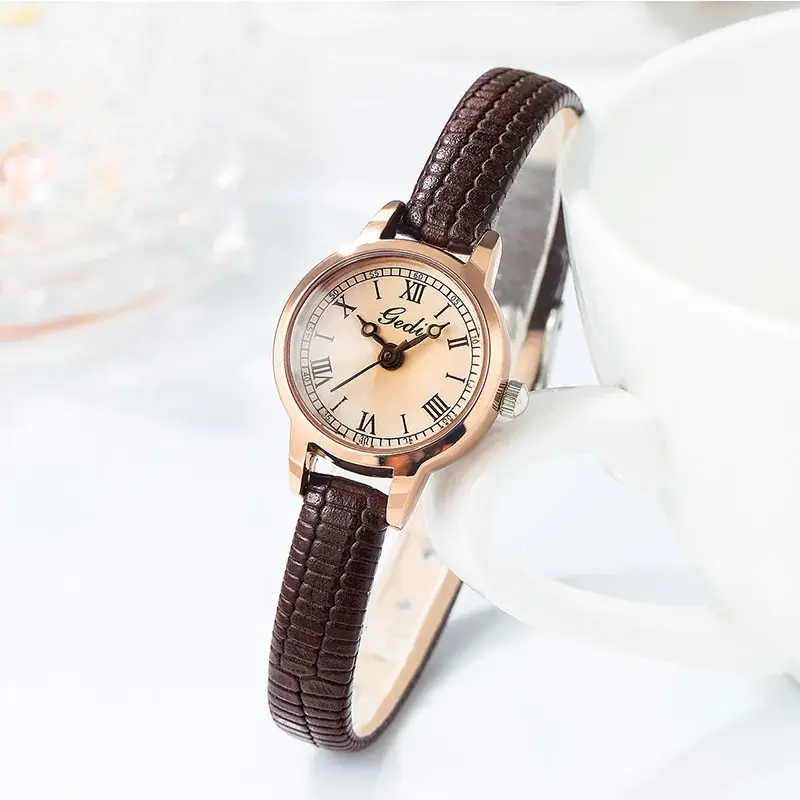 Women's Gedi Retro Watch Black Belt Quartz Waterproof