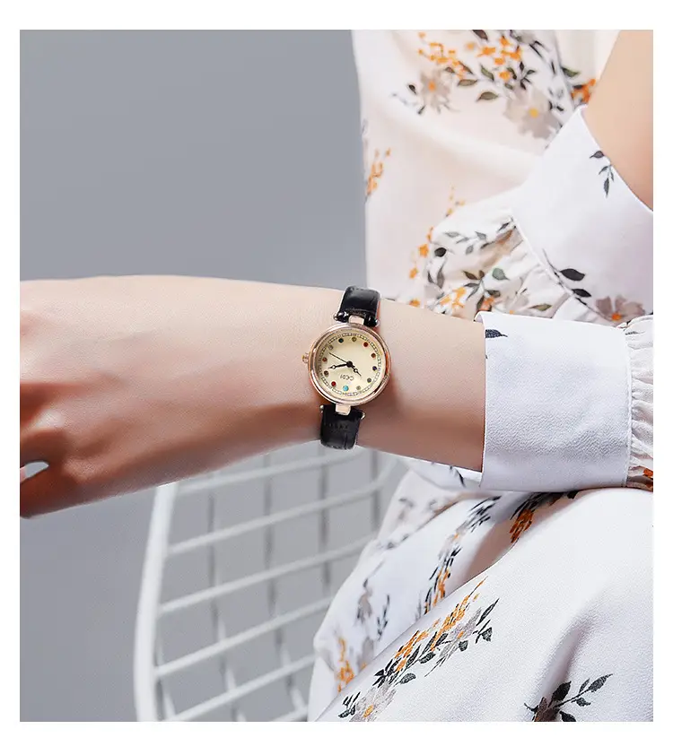 Women's Gedi Watch with Colorful Rhinestones & Black Belt — feature 7
