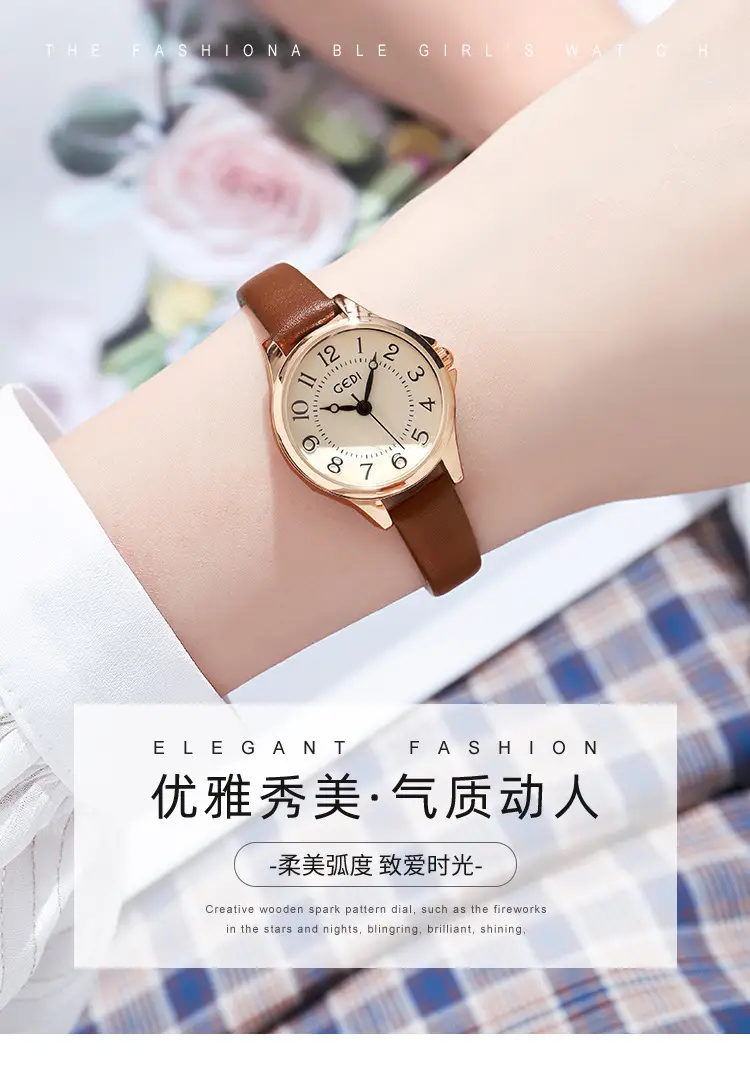 Gedi Pink Leather Belt Watch for Women — feature 2