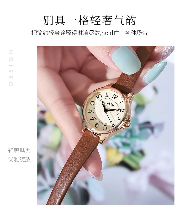 Gedi Pink Leather Belt Watch for Women — feature 9
