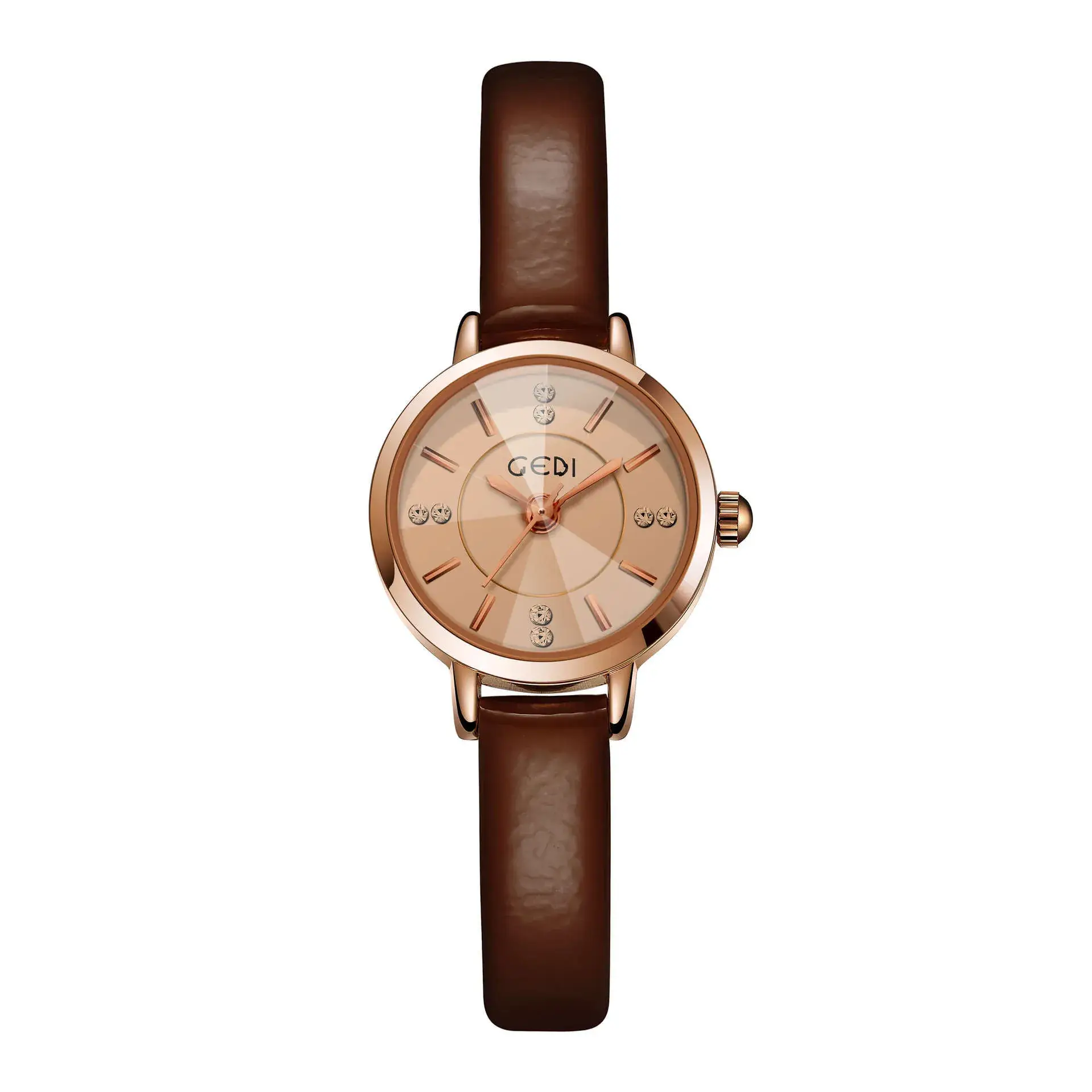 Gedi Korean Style Women's Watch Brown Leather Belt - Image 10