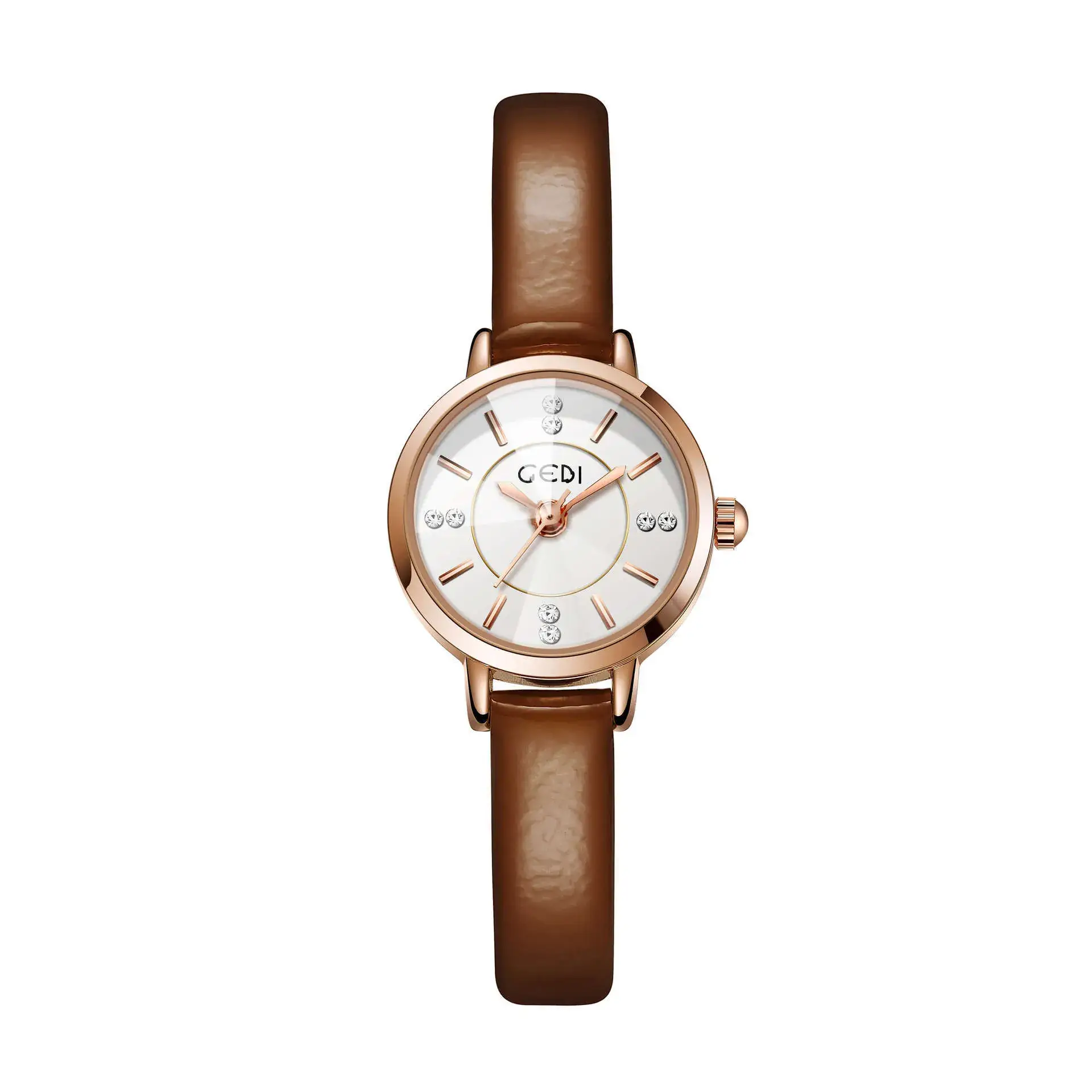 Gedi Korean Style Women's Watch Brown Leather Belt - Image 2