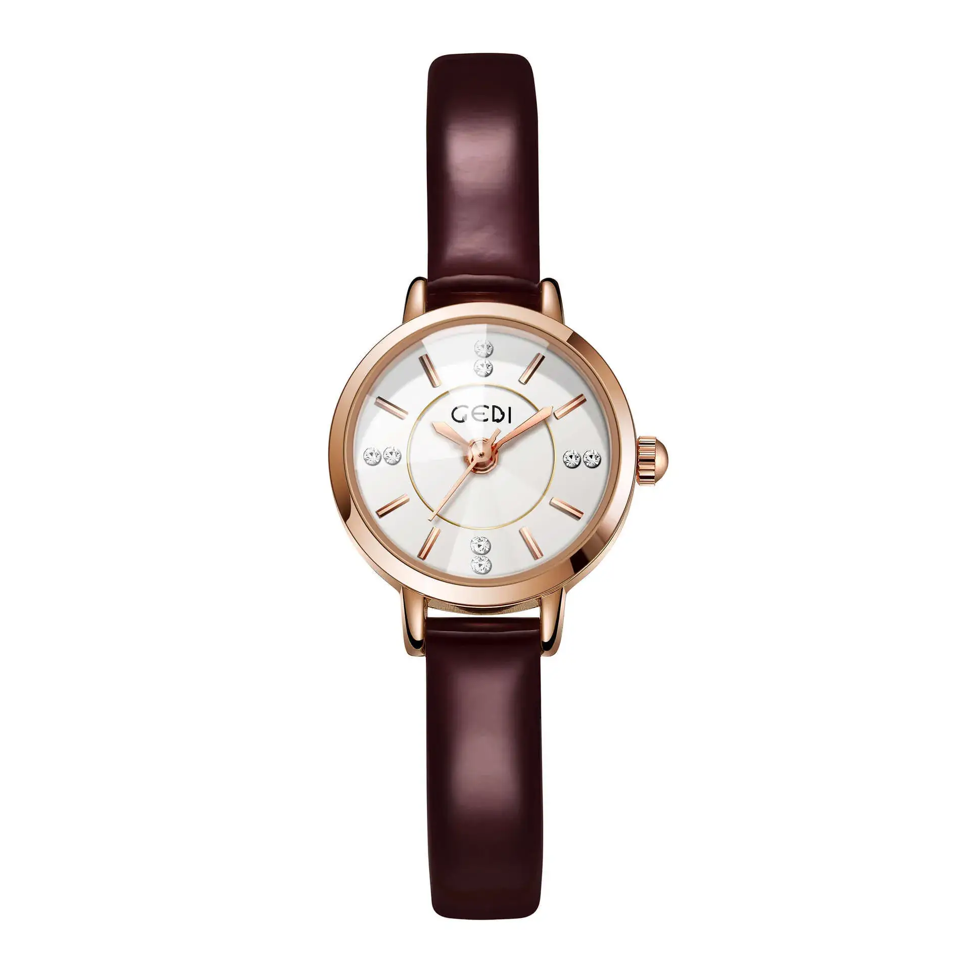 Gedi Korean Style Women's Watch Brown Leather Belt - Image 3
