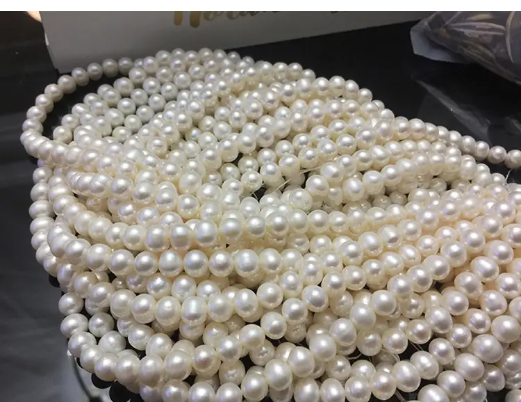 7-8mm Real Pearl Necklace Semi-Finished White — feature 4