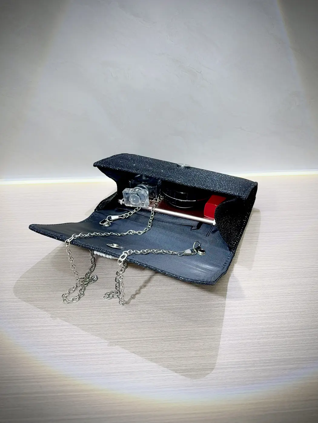 Black Sparkly Crossbody Clutch Bag for Women - Image 8