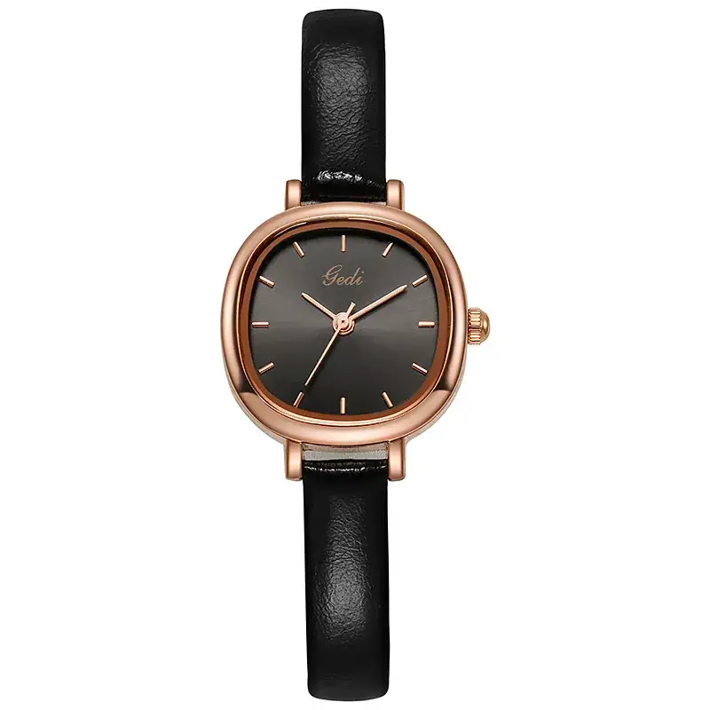 Women's Gedi Rose Gold Quartz Watch Brown Leather Belt