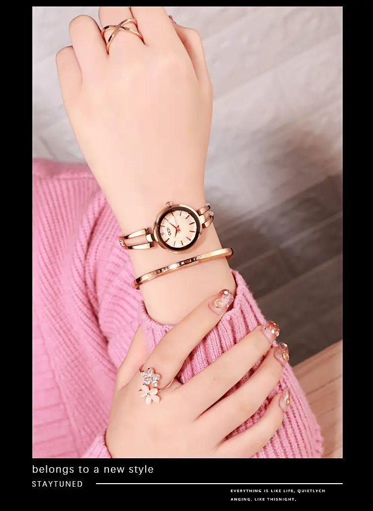 Women's Rose Gold Gedi Watch Waterproof Quartz Bracelet — feature 8