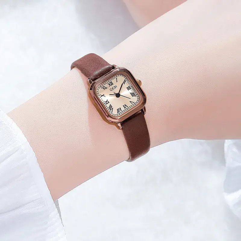 Brown Leather Strap Women's Watch with Silver Buckle - Image 6