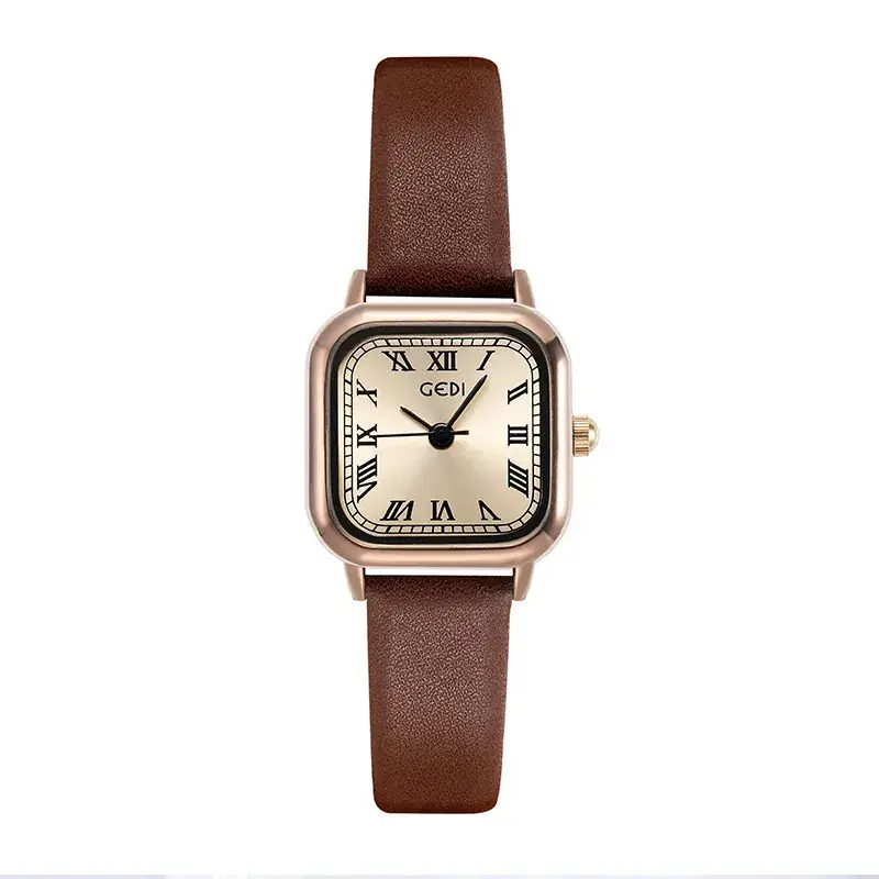 Brown Leather Strap Women's Watch with Silver Buckle - Image 9