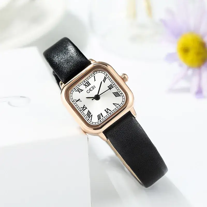 Brown Leather Strap Women's Watch with Silver Buckle - Image 2