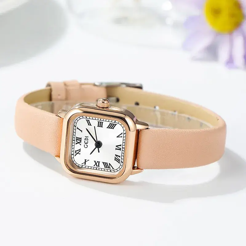 Brown Leather Strap Women's Watch with Silver Buckle - Image 3