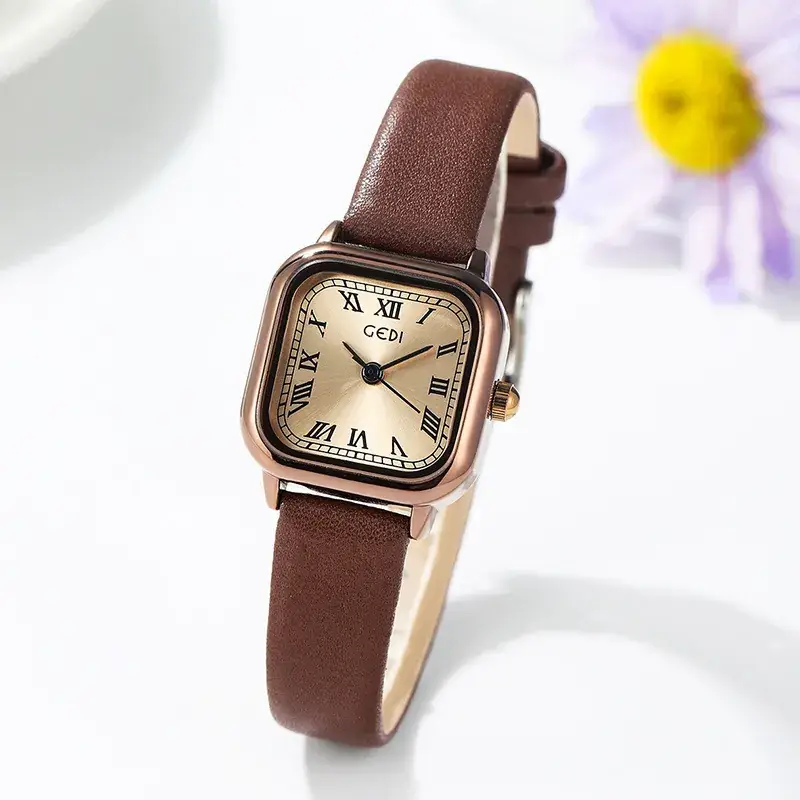Brown Leather Strap Women's Watch with Silver Buckle - Image 5