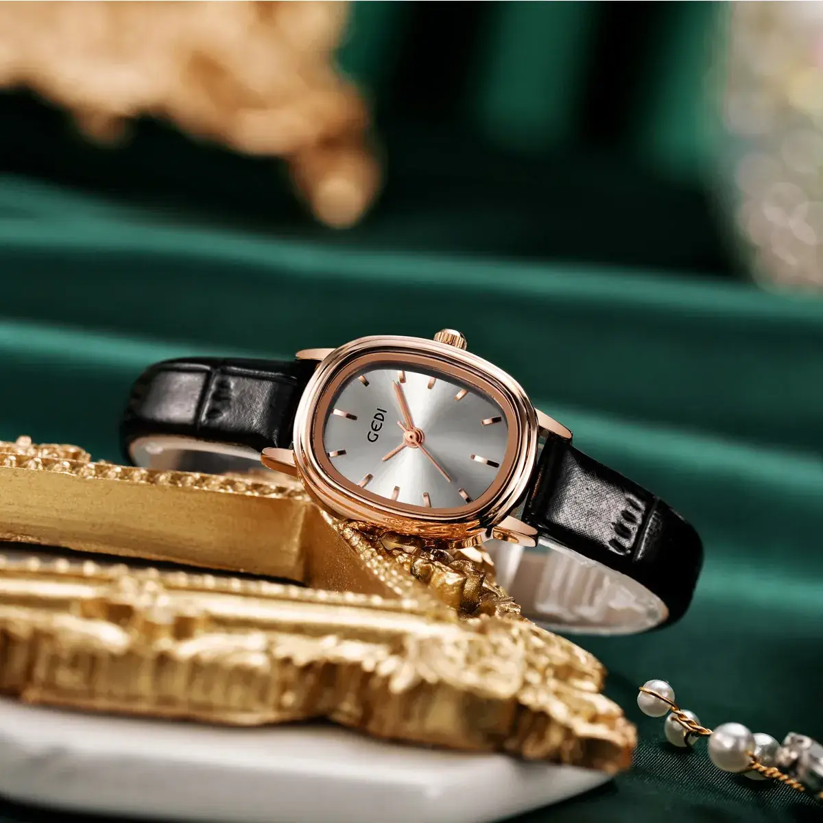 Women's Gedi Retro Quartz Watch with Genuine Leather Band - Image 8