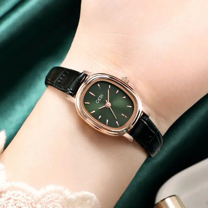 Women's Gedi Retro Quartz Watch with Genuine Leather Band - Image 10