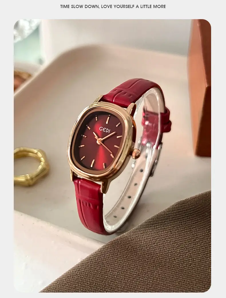 Women's Gedi Retro Quartz Watch with Genuine Leather Band — feature 11